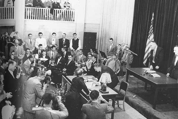 Signing of the proposed Alaska Constitution on Feb. 5, 1956